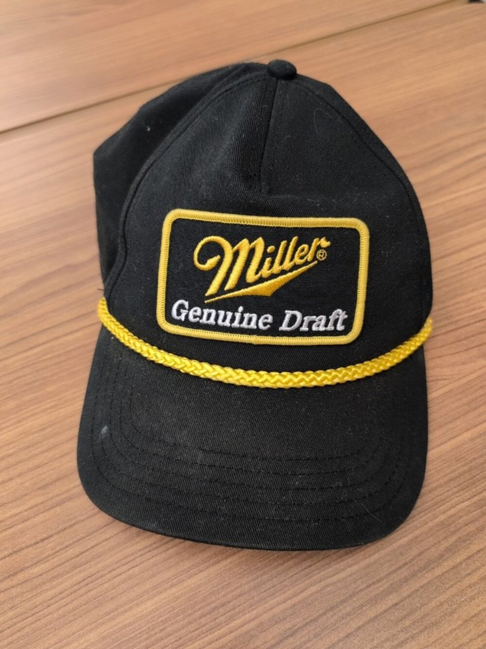 American Needle Miller Genuine Draft‎ Beer Hat Black Rope Trim Snapback Cap